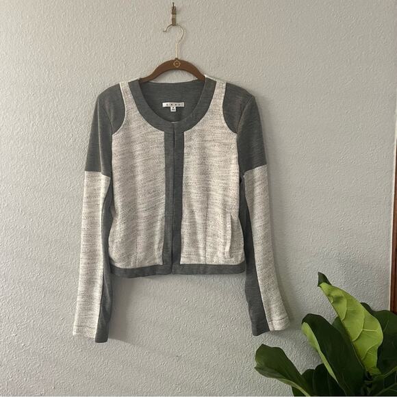 CAbi Grey Cropped Jacket with Knit Detail - Picture 1 of 7